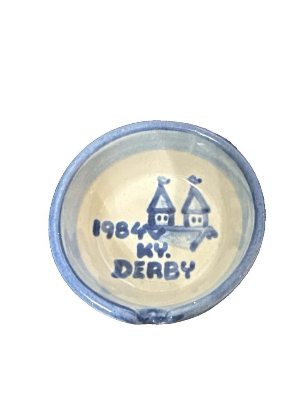 M A Hadley Hand painted 1984 Kentucky Derby Pottery Ashtray Dish Twin Spires